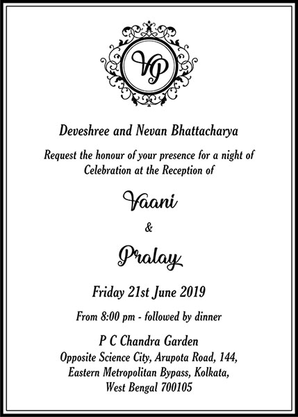 Bengali wedding invitation wording 5A - Parekh Cards